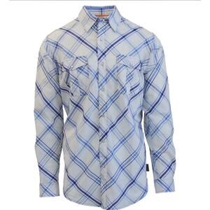 Dagon Apparel Company Men’s Snap Front Plaid Shirt Blue White Crabs Size L NWOT